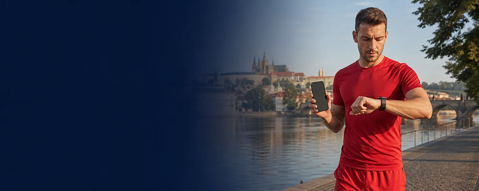 Česká běžkyně používající mobilní aplikaci